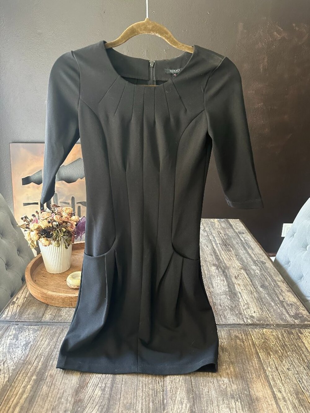 🖤 bobi BLACK Los Angeles Pleated Pocket Shift Dress XS
